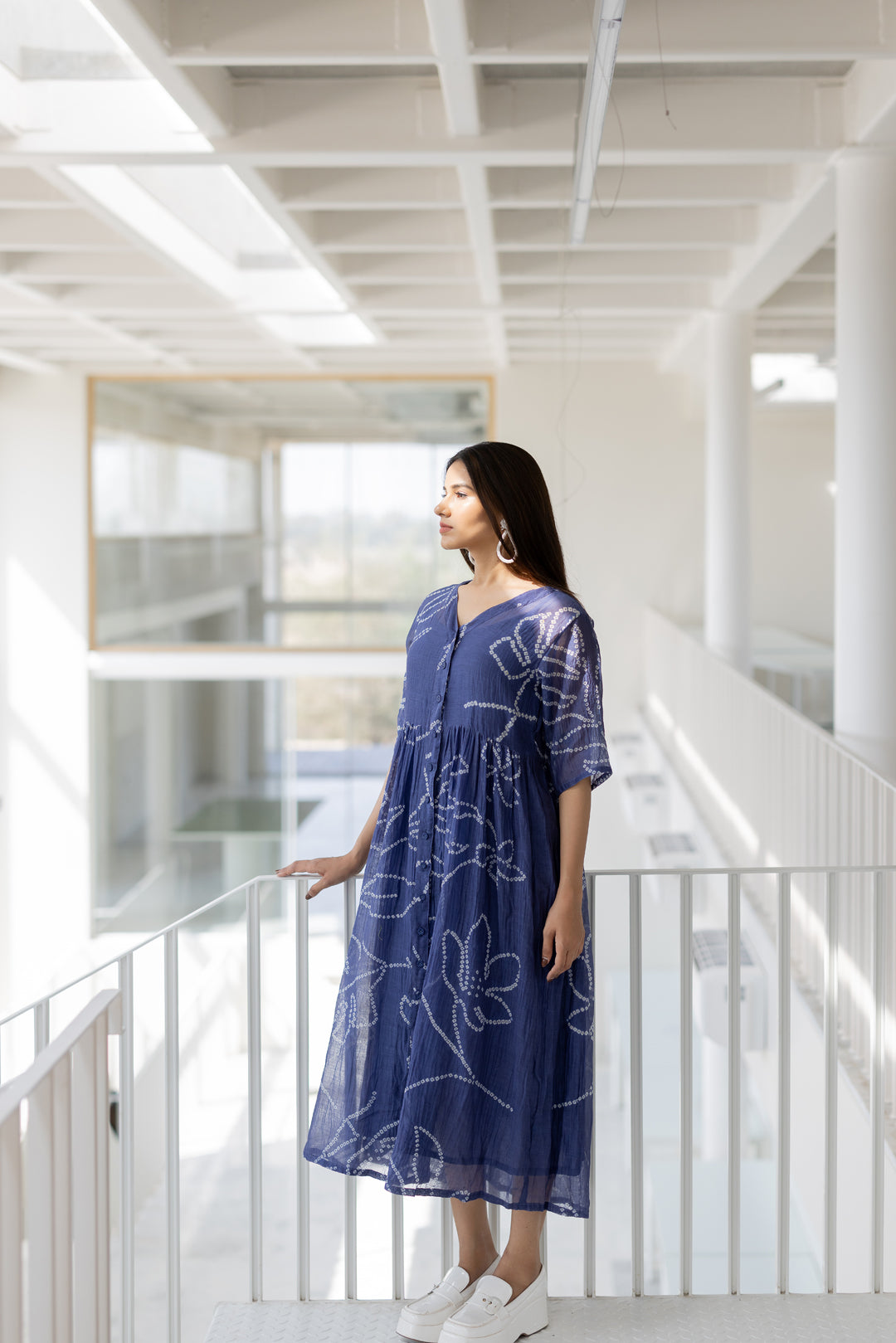 Blue Wildflower Bandhej Dress