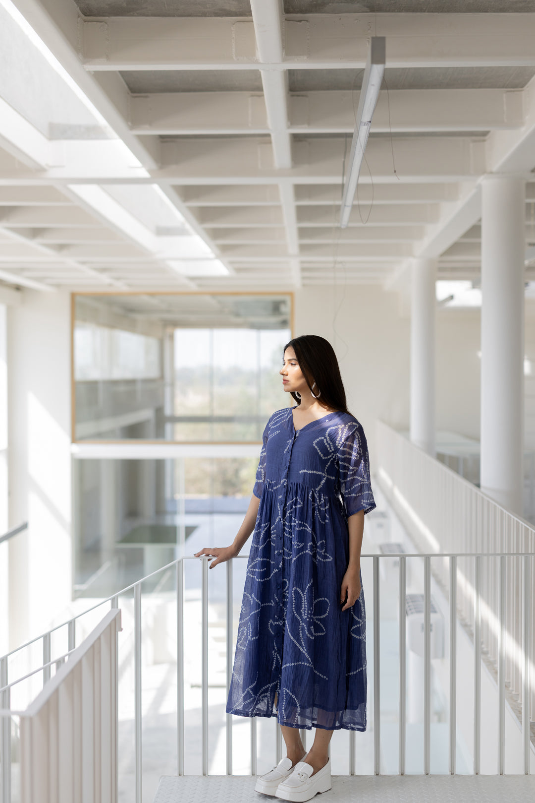 Blue Wildflower Bandhej Dress