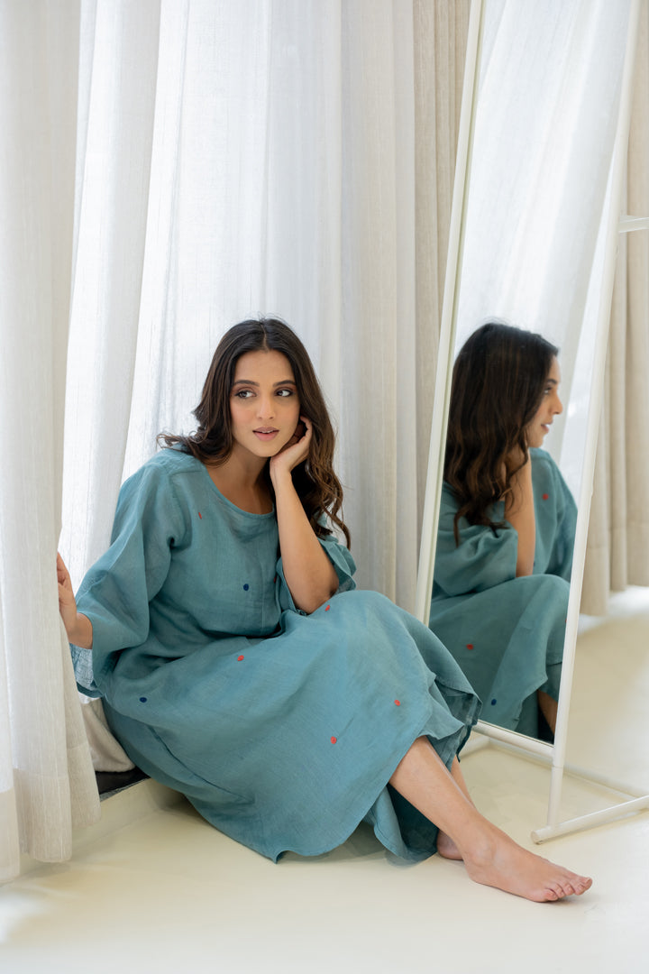 Coastal Lagoon Linen Kurta Set