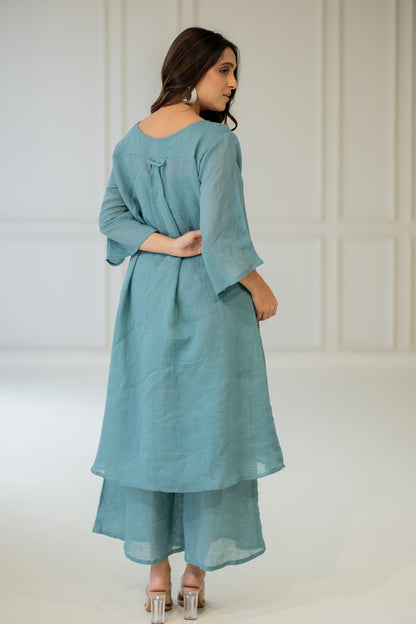 Coastal Lagoon Linen Kurta Set