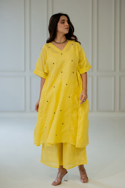 Marigold Linen Kurta Set with Dupatta