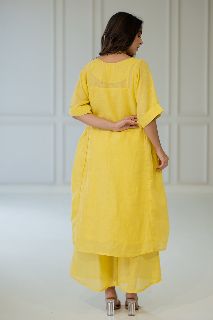 Marigold Linen Kurta Set with Dupatta