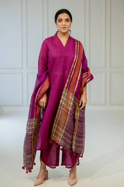 Burgundy Bliss Kurta Set with Dupatta