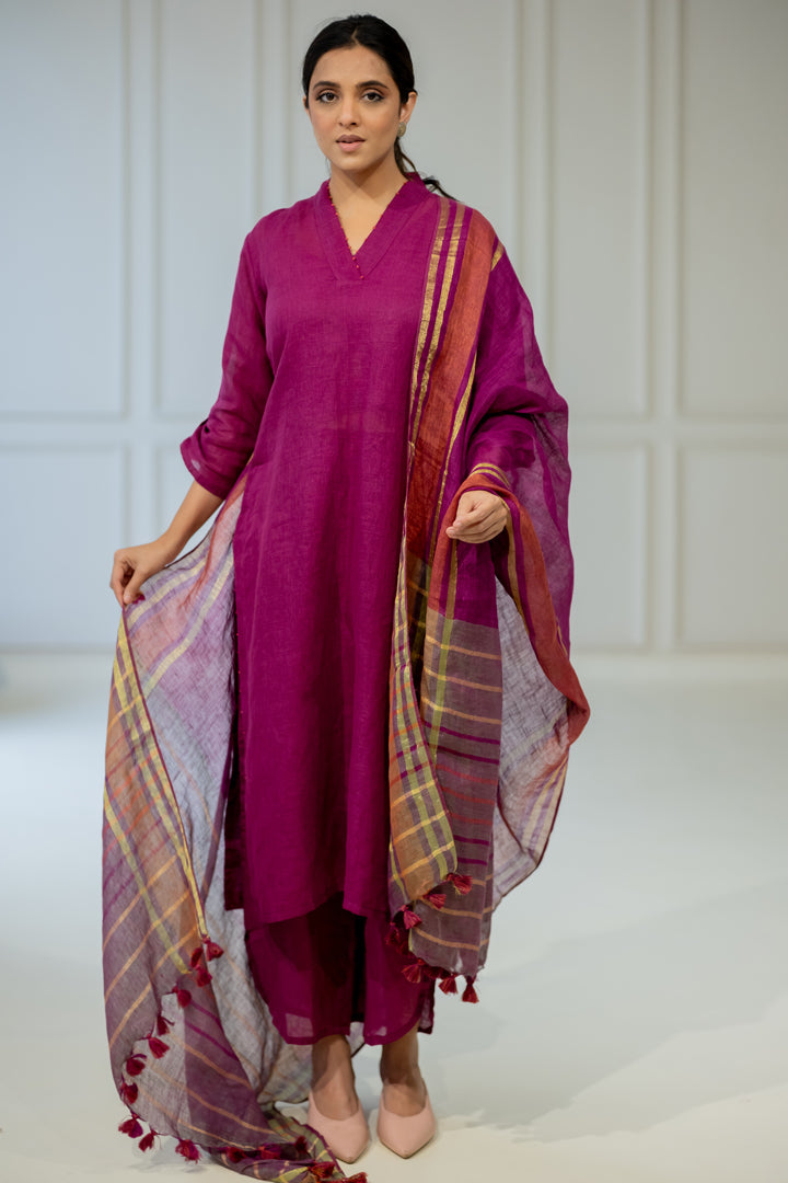 Burgundy Bliss Kurta Set with Dupatta