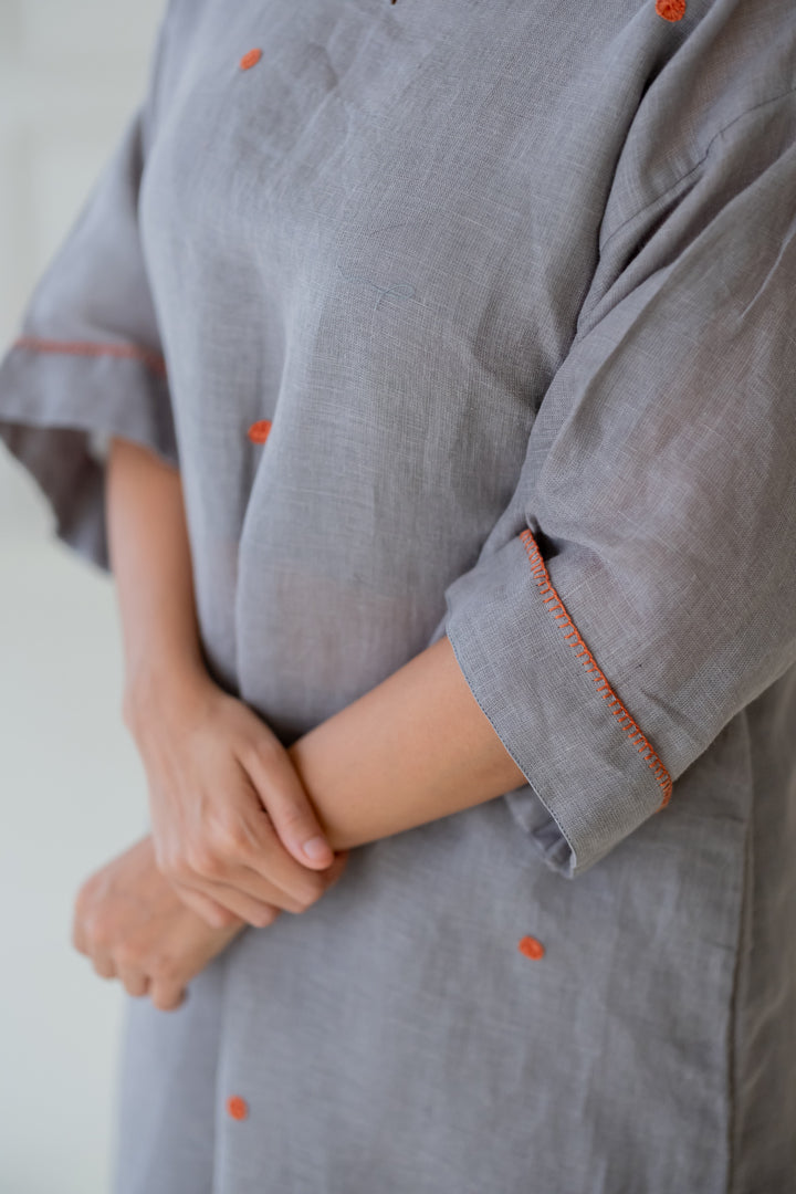 Ashes and Ambers Linen Kurta Set with Dupatta