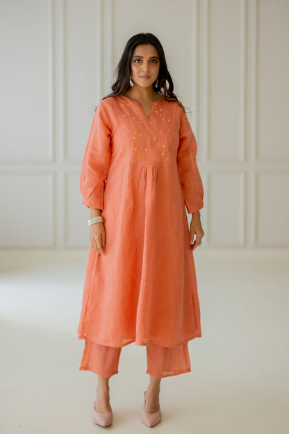 Tropical Apricot Kurta Set