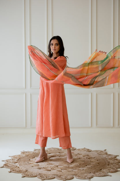 Tropical Apricot Kurta Set