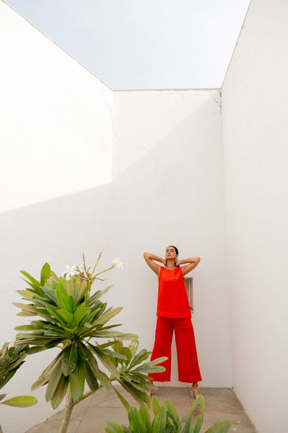 Scarlet Linen Top