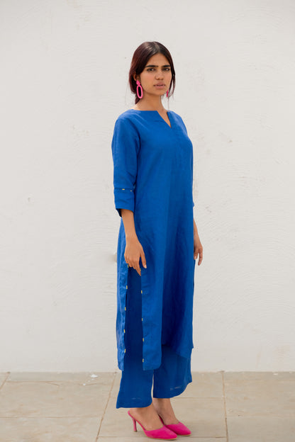 Sapphire Linen Kurta Set