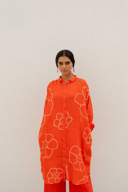 Burnt Orange Bandhani Tunic with Pants