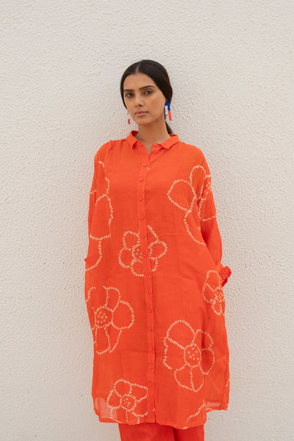 Burnt Orange Bandhani Tunic with Pants