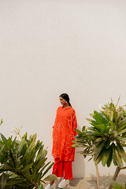 Burnt Orange Bandhani Tunic with Pants