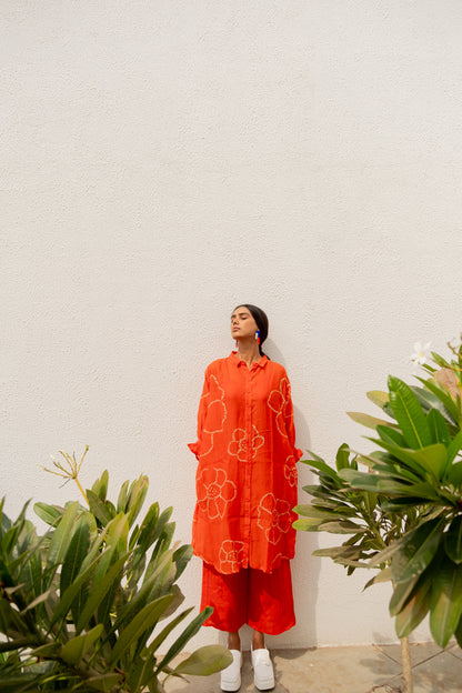 Burnt Orange Bandhani Tunic with Pants