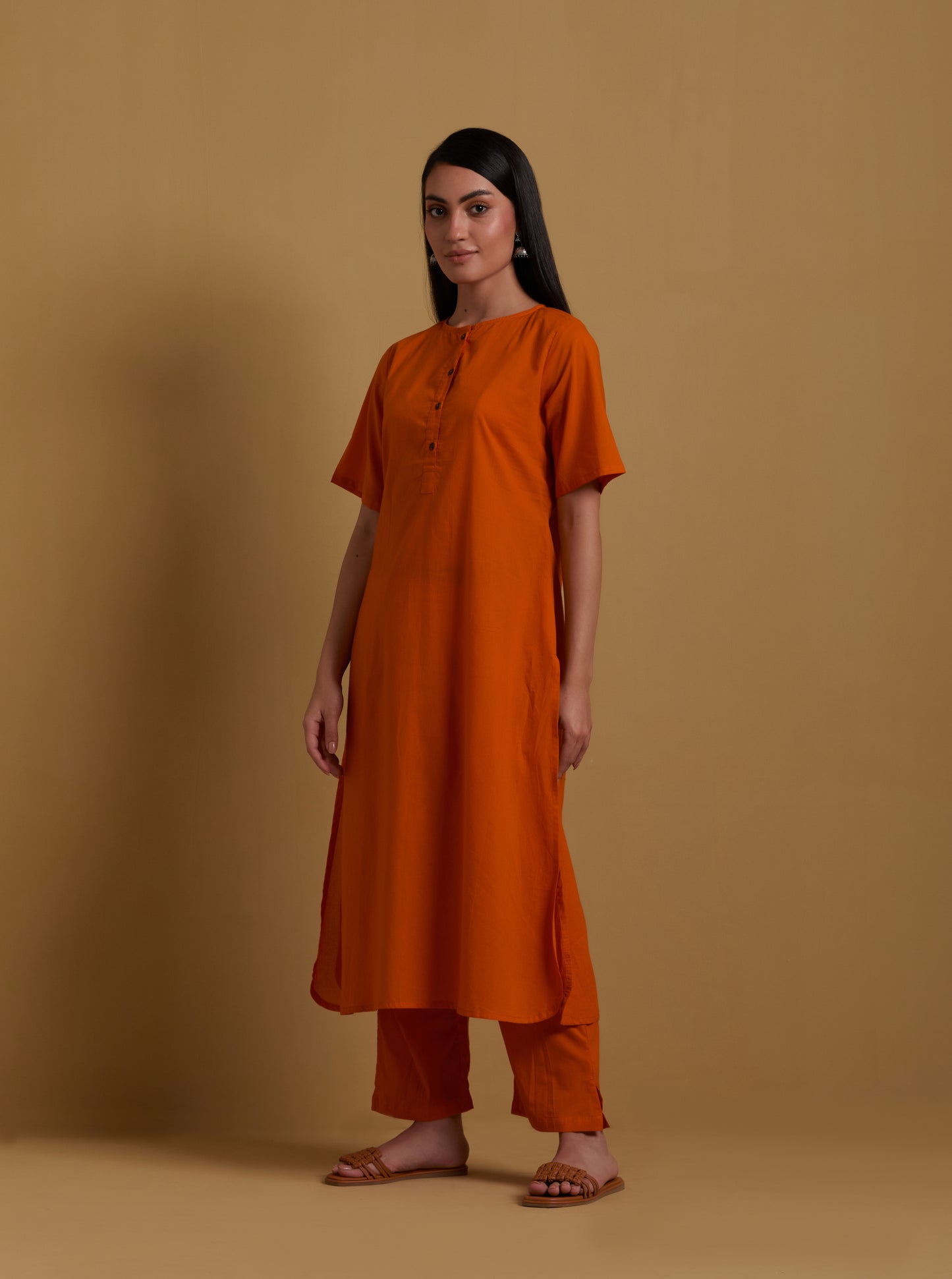 Orange Kurta and Pants Set