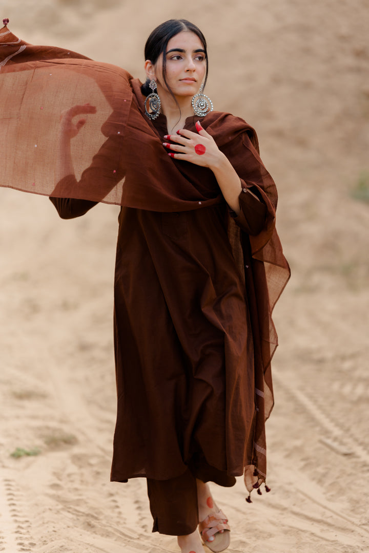 Coffee Brown Kurta set with dupatta