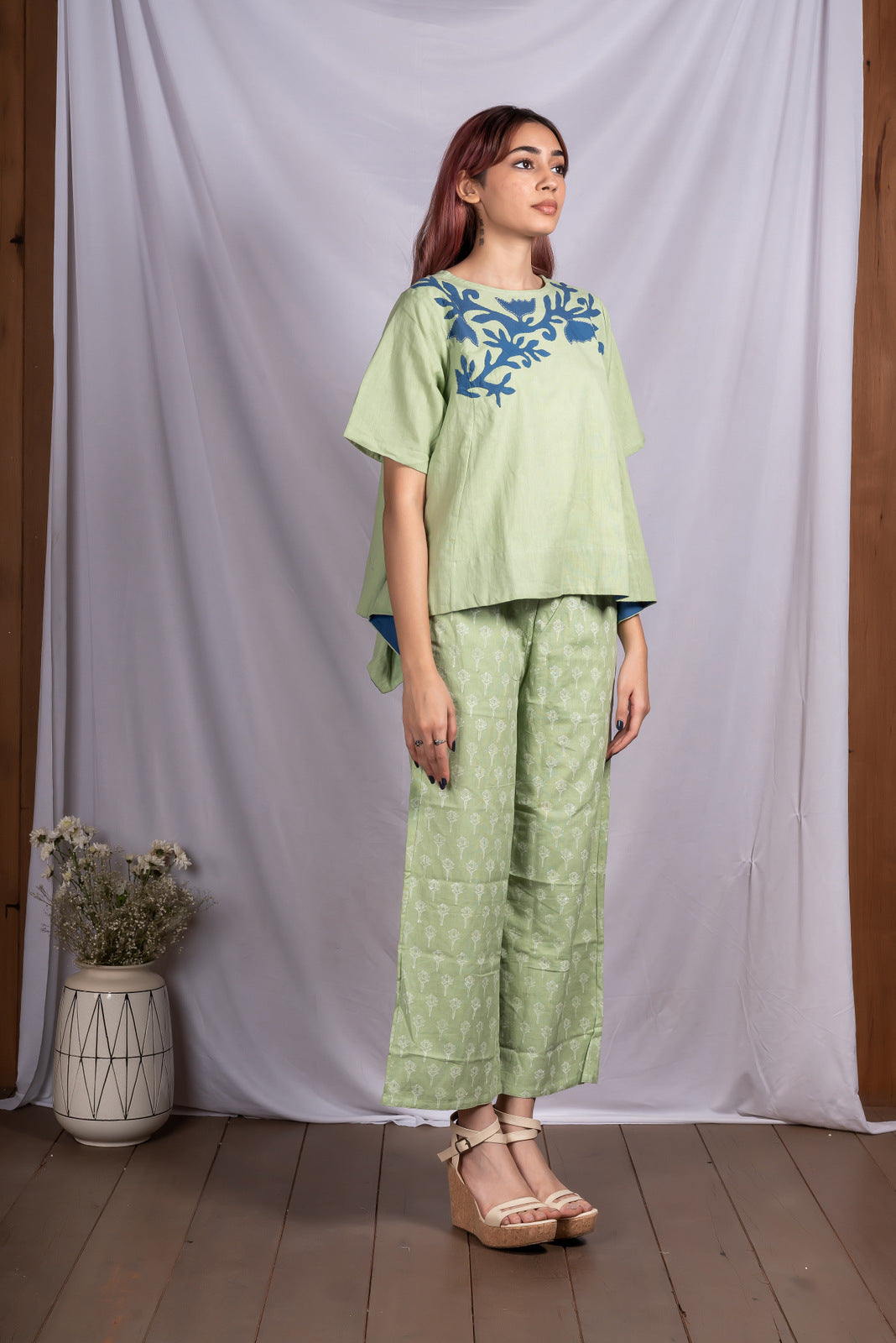 Pale Green Applique Top Co-Ord