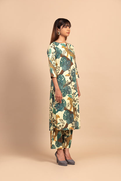 Tropical Cheetah Print Kurta