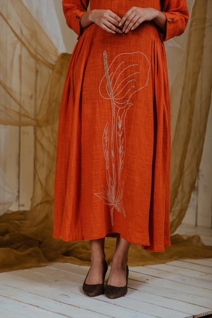 Tangerine Anthurium Dress