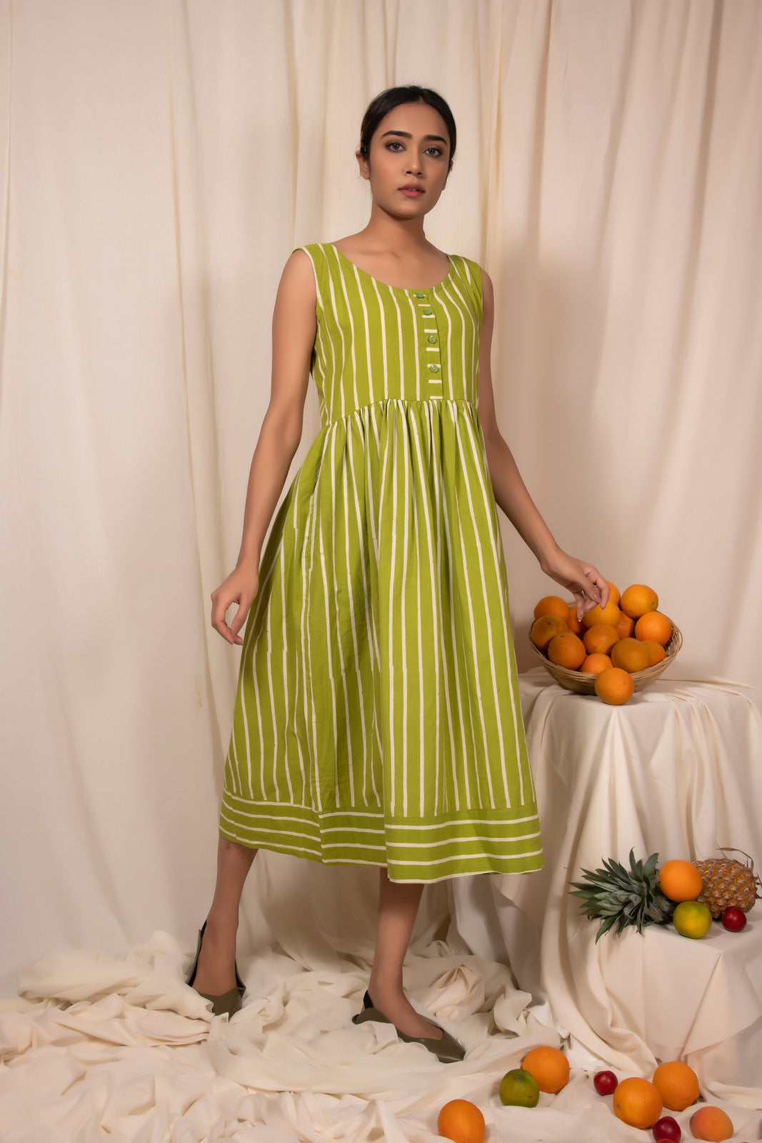 Lime Gathered Dress